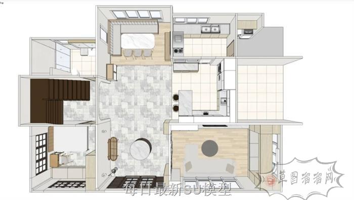 公寓室内户型SU模型