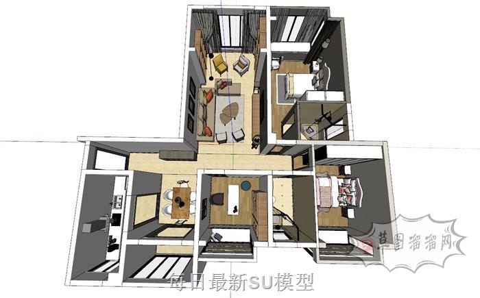 室内家装户型SU模型