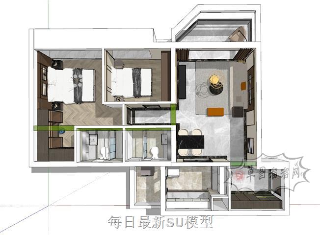 小户型家装公寓SU模型