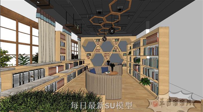 书吧书店图书室SU模型