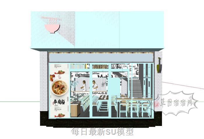 LOFT工业风粉店SU模型