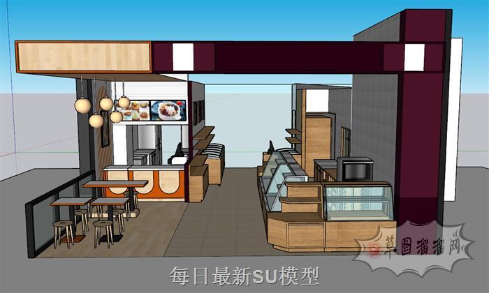 饮品店奶茶店蛋糕店SU模型