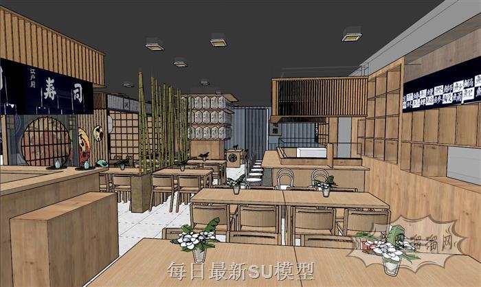 日式料理店寿司店SU模型