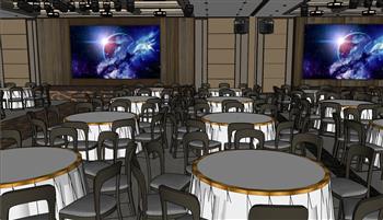 婚礼厅宴会酒席SU模型