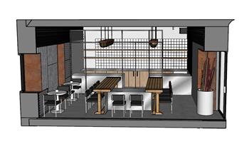 餐饮店咖啡厅奶茶店SU模型