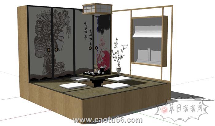 日式榻榻米茶室SU模型