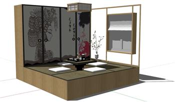 日式榻榻米茶室SU模型