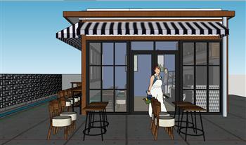 奶茶店蛋糕店SU模型