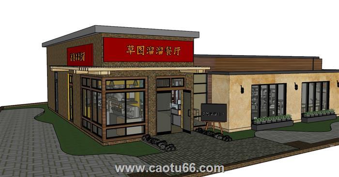 咖啡厅餐厅餐饮店SU模型