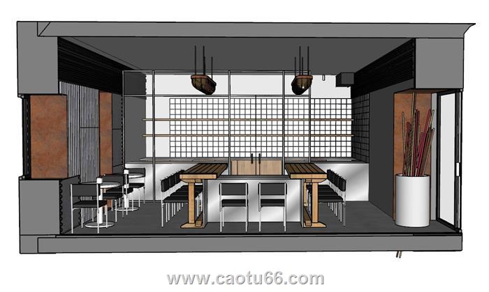 餐饮店美食店SU模型