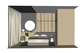 卧室房间床铺SU模型 免费sketchup模型下载