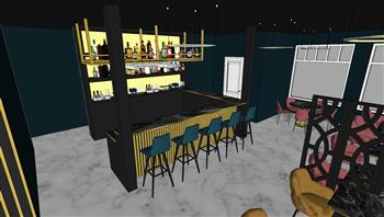 工业风餐饮店酒吧SU模型