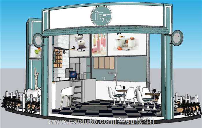 奶茶店饮品店SU模型