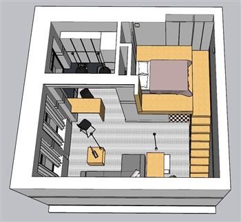 公寓阁楼家装SU模型 免费sketchup模型下载