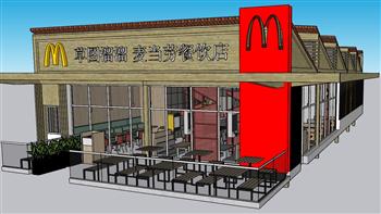 麦当劳餐饮店餐厅SU模型