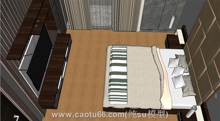 卧室房间床铺SU模型