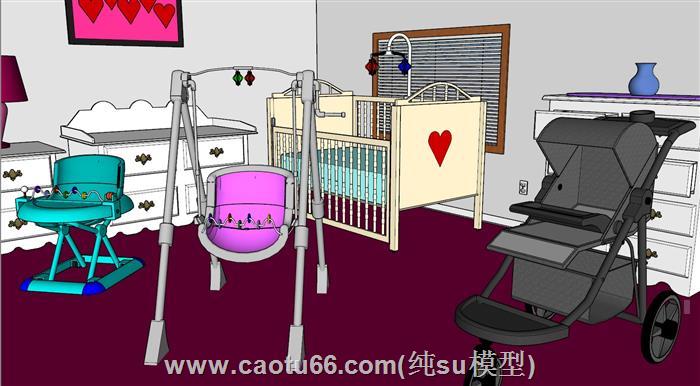 婴儿房婴儿车婴儿SU模型