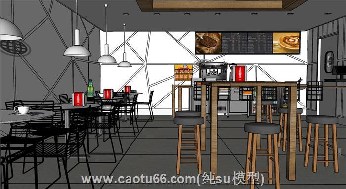 咖啡厅餐饮店SU模型