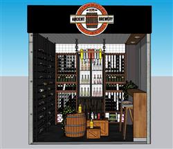 小酒二专卖店酒柜SU模型