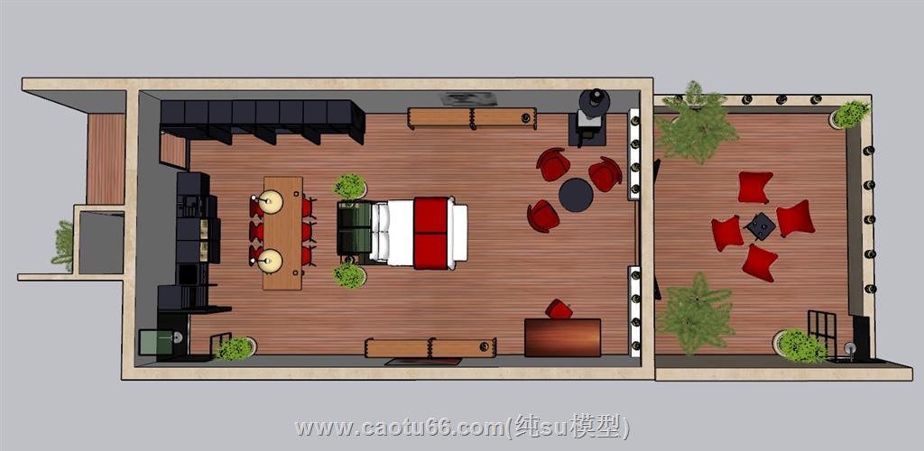 单身公寓住宅SU模型