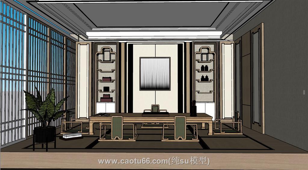 新中式日式茶室SU模型