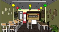 餐饮店快餐店SU模型