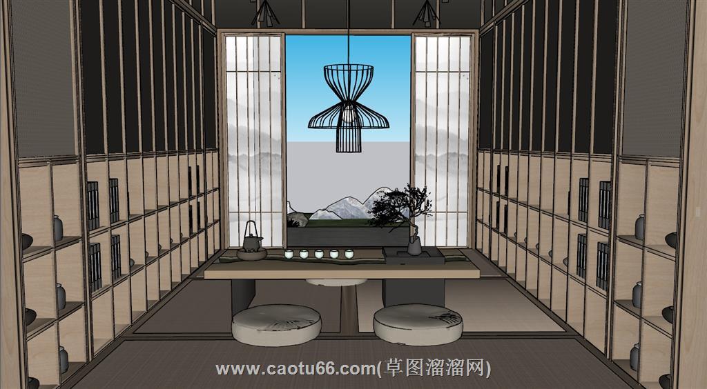 日式茶室榻榻米SU模型
