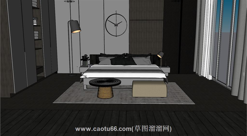 北欧卧室房间SU模型
