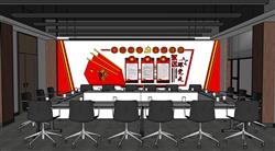 党建会议室宣传墙SU模型
