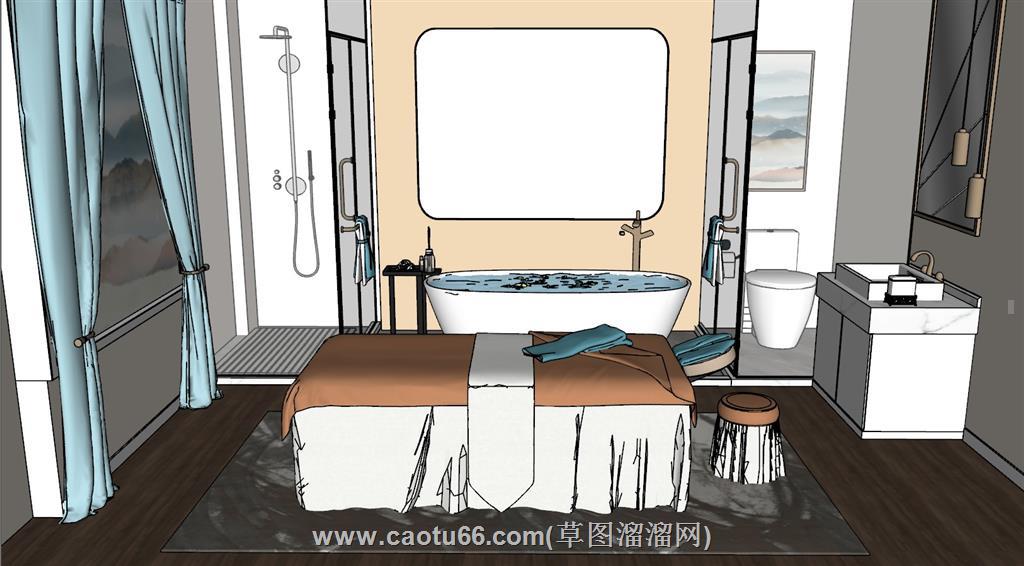 SPA按摩泡澡SU模型