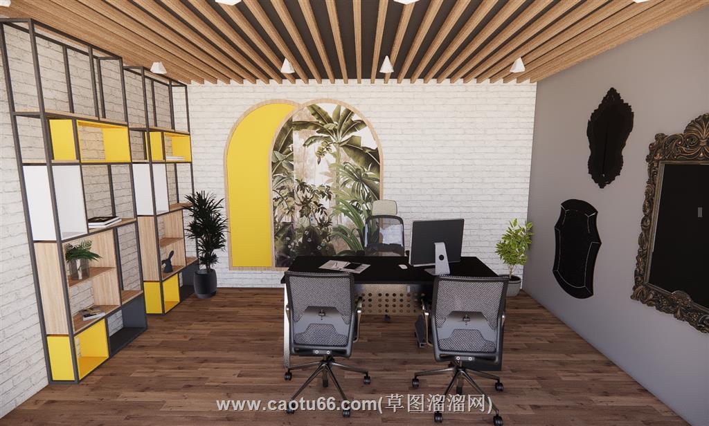 办公室办公桌SU模型