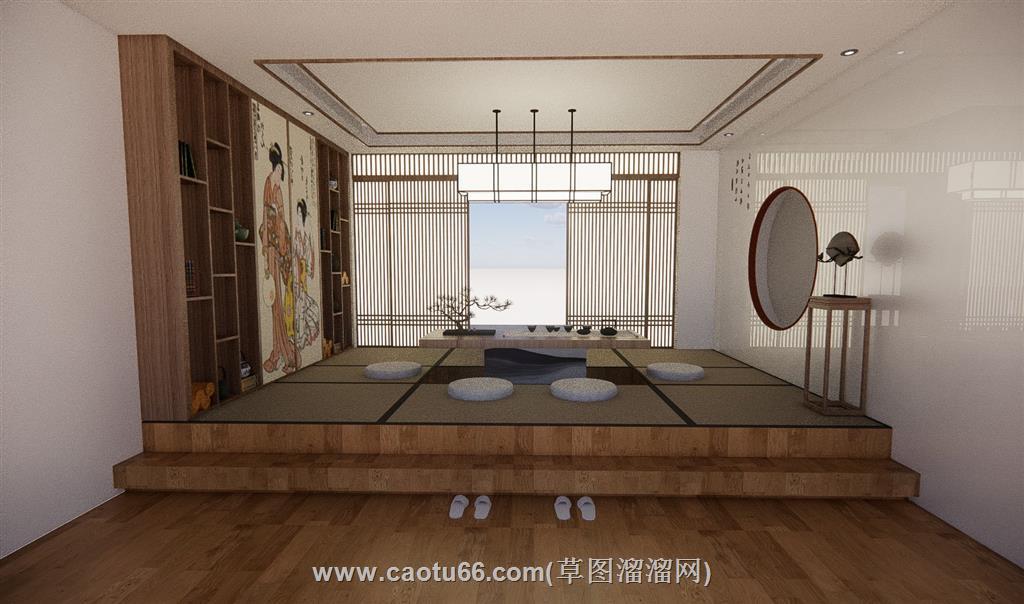 日式榻榻米茶室SU模型