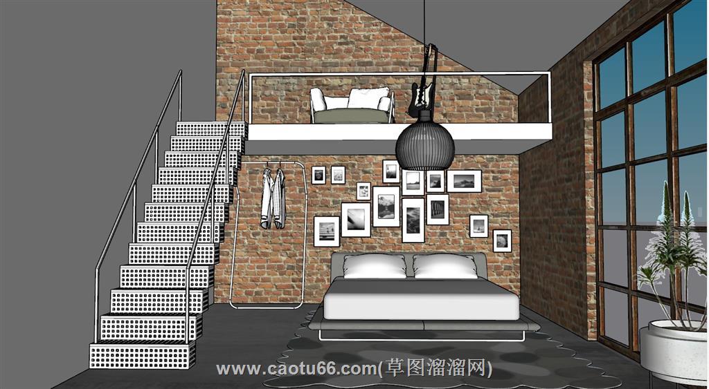 工业风loft公寓SU模型