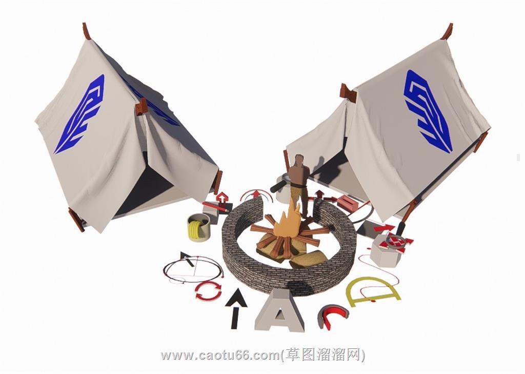 篝火帐篷SU模型
