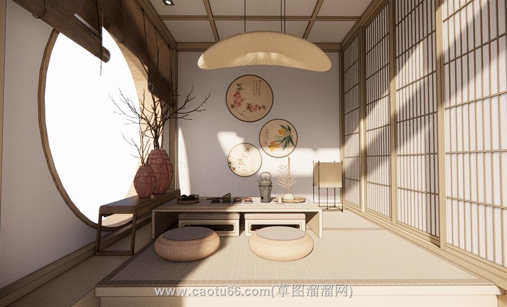 日式茶室榻榻米SU模型