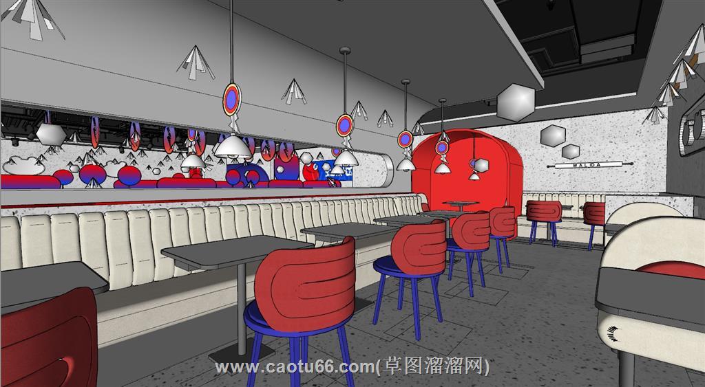 火锅店SU模型