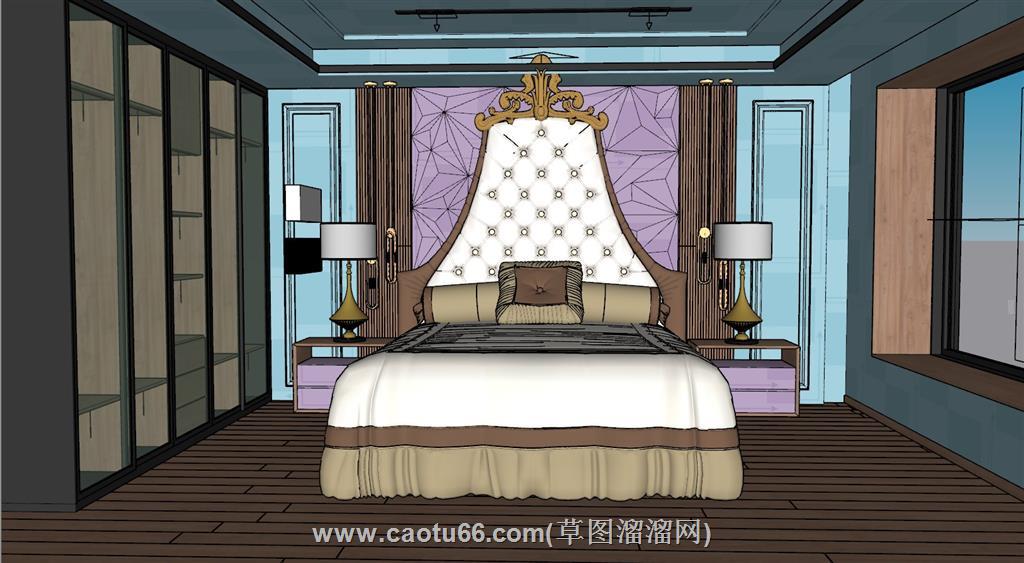 美式卧室房间SU模型