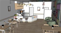 餐饮店奶茶店SU模型