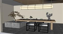 茶桌茶台茶室SU模型