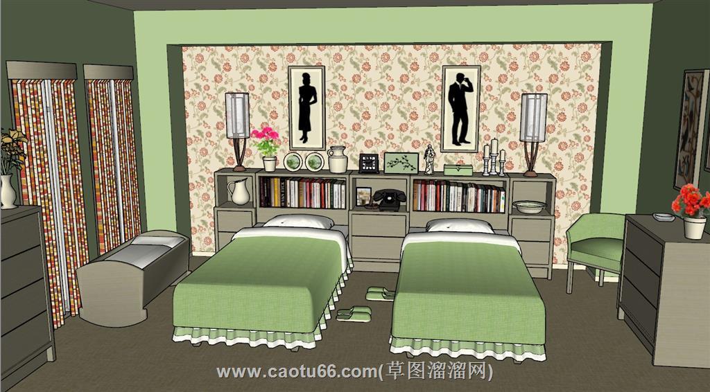 孩子房间双人房SU模型