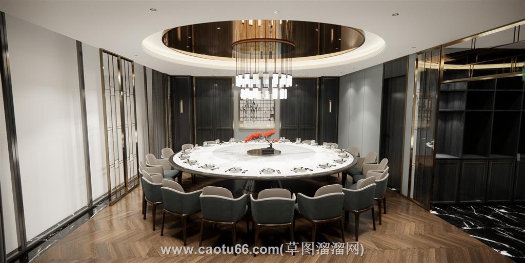 包厢圆桌包间SU模型