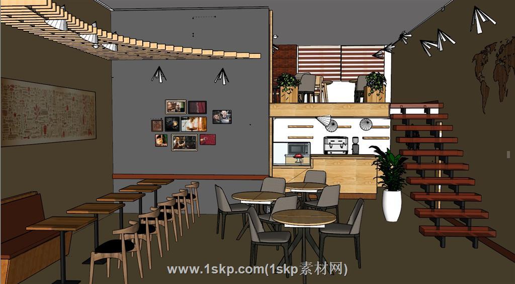 咖啡馆餐饮店SU模型