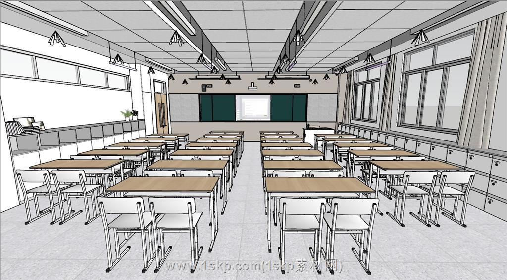 学校课堂教室SU模型