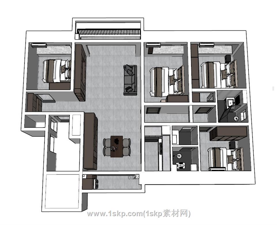 碧桂园户型家装SU模型