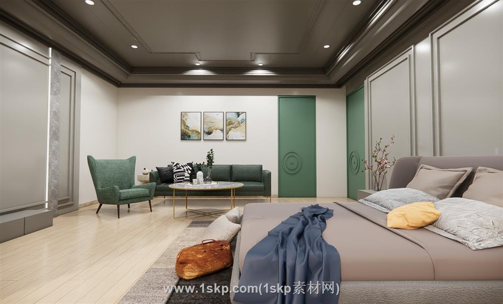 公寓卧室房间SU模型