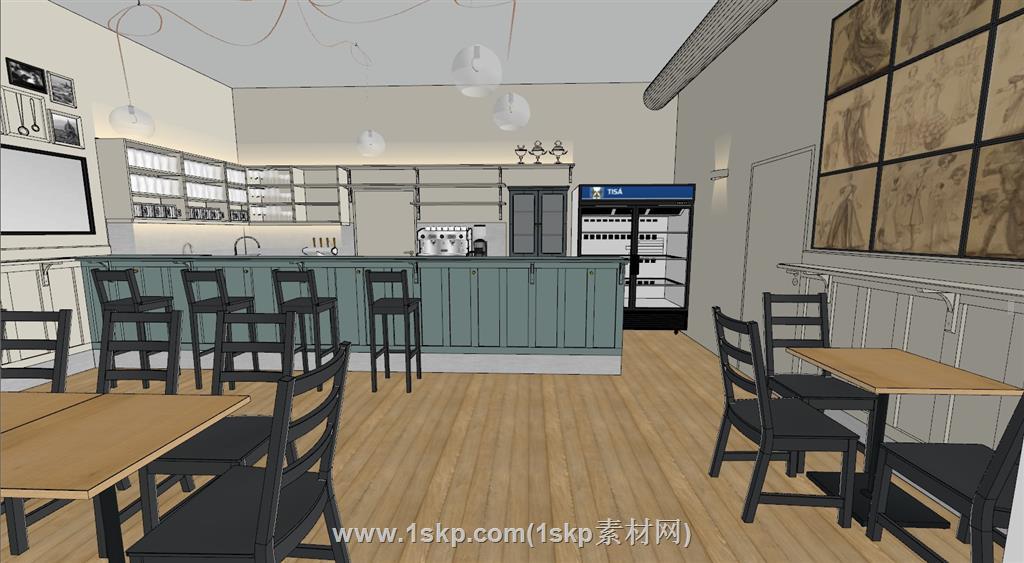 咖啡店餐饮店SU模型