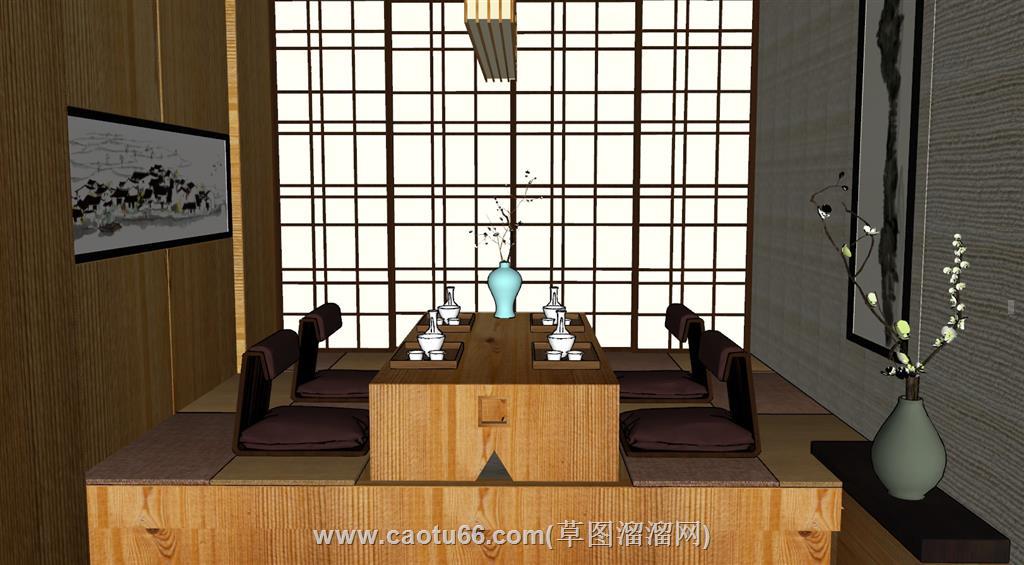榻榻米茶室日式SU模型