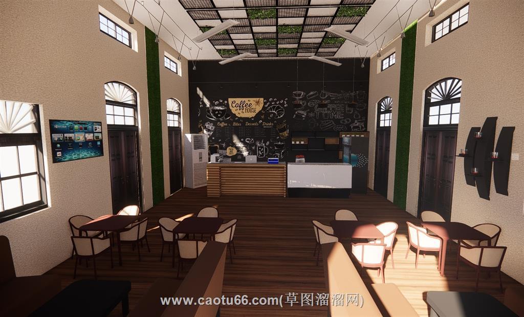 咖啡店餐饮店SU模型