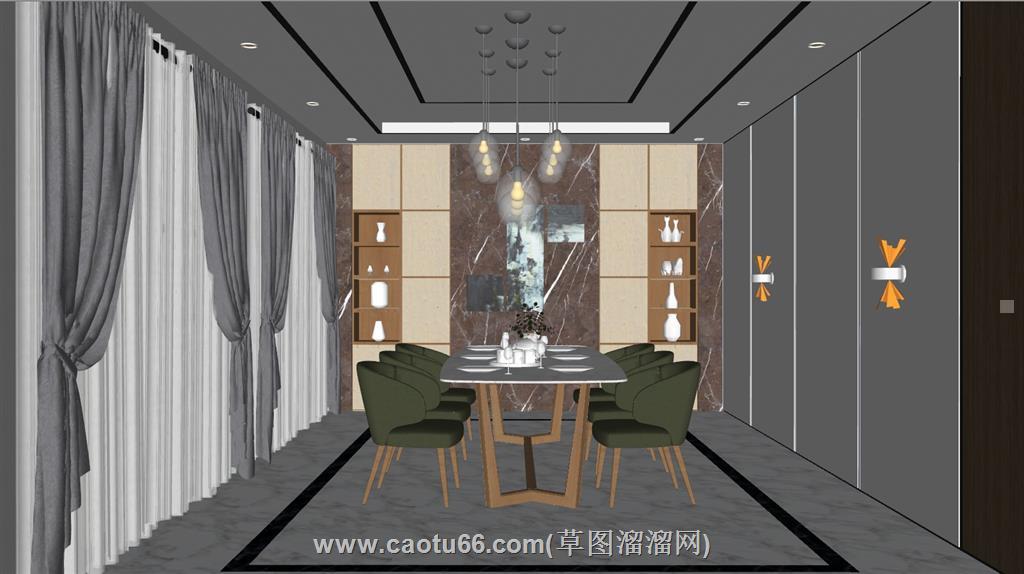 餐厅餐桌椅SU模型