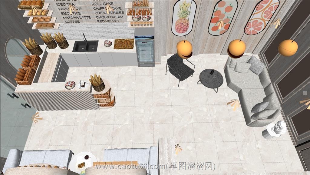 糕点店蛋糕店餐饮店SU模型